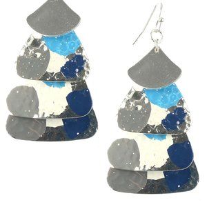 Hammered Metal Multi Colored Dangle Earrings